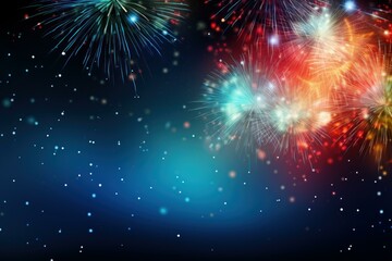 Fototapeta premium Vibrant fireworks illuminate the night sky, creating a festive atmosphere with falling sparkles