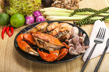 Luxury seafood mix - crab, prawn, octopus