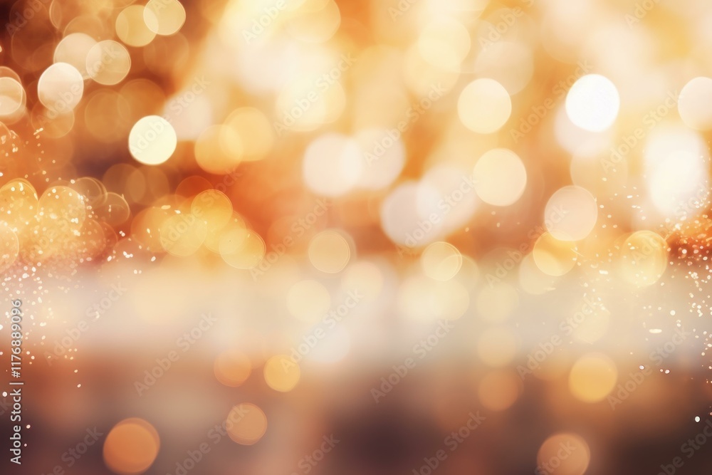 Poster golden bokeh lights creating a festive christmas background with sparkling particles