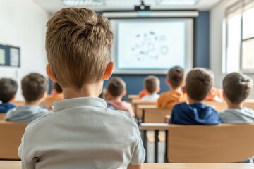 Obraz premium Innovative classroom design promoting problem-based learning modern school educational content engaging environment student perspective interactive concept