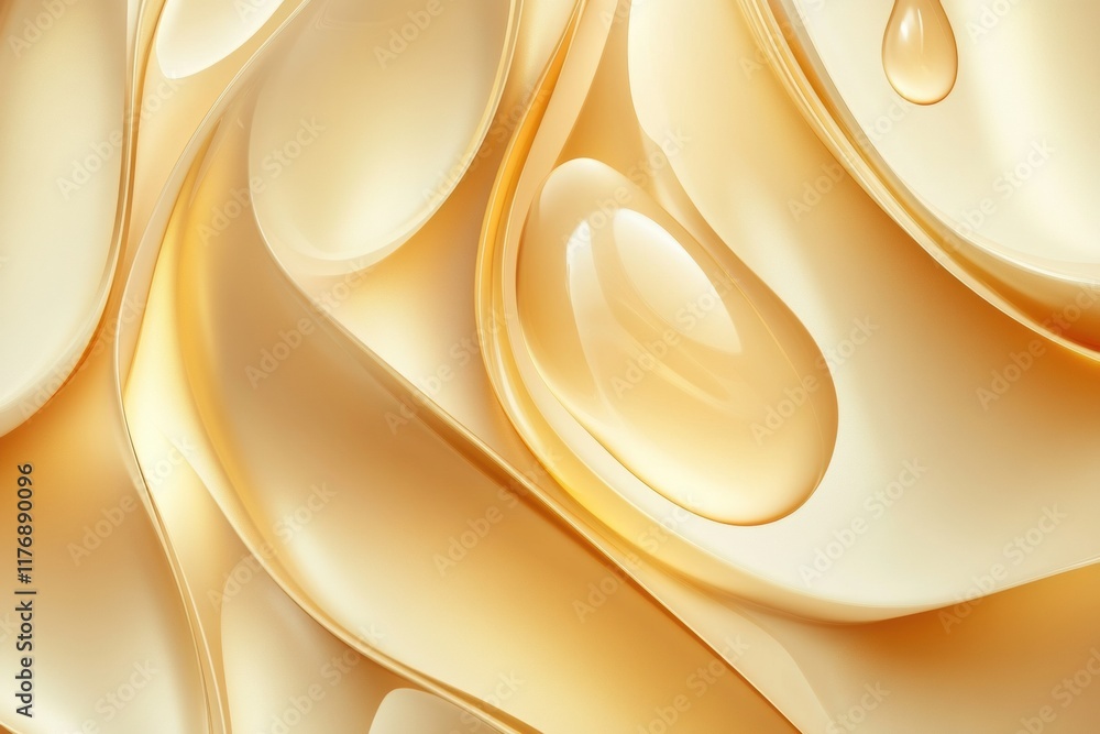 Fototapete organic shapes create flowing design with glowing water droplets in a semi transparent texture. gene