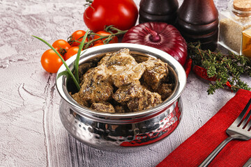 Beef liver with cream sauce