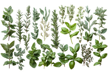 Fresh herbs arranged neatly with various textures and colors displayed for culinary use and flavor enhancement in cooking