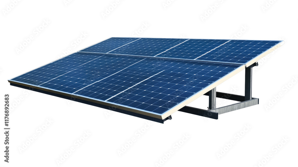 Poster solar panel array: a close-up of a mounted solar panel array, capturing the clean lines, blue panels