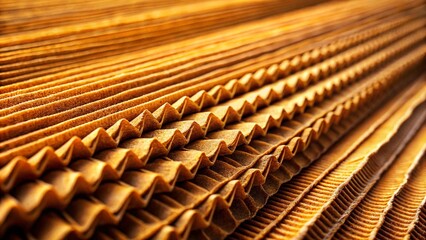 Extreme Close-up of Corrugated Cardboard Texture, Detailed Macro Photography