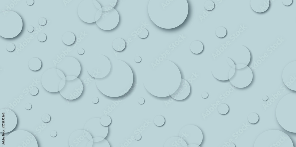 Poster abstract simple light circles isolated on soft pastel blue gradient background. serene composition o