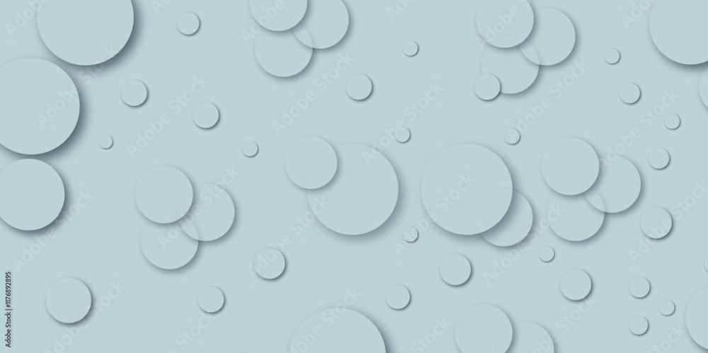 Poster abstract simple light circles isolated on soft pastel blue gradient background. serene composition o