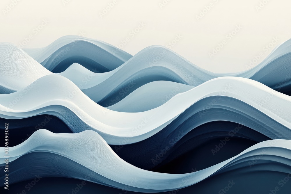Poster abstract waves create a serene visual experience with varying heights and smooth curves in soft blue