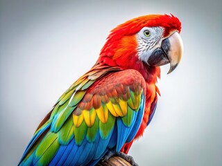 Obraz premium Isolated Macaw Bird, White Background, Aerial View, Parrot Photography, High-Resolution Image