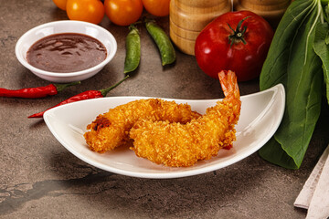 Crispy breaded golden fried prawns