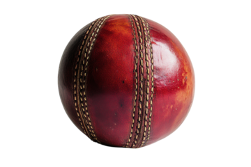 Iconic red cricket ball used in outdoor sporting events for competitive matches and practice sessions