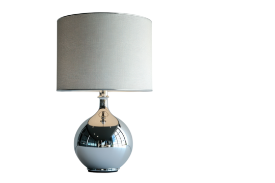 Elegant silver lamp with textured shade adds modern charm to contemporary interior decor