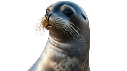 Sea Lion Portrait: A close-up portrait of a sea lion, capturing its inquisitive gaze and captivating charm. The soft lighting and intricate details highlight the animal's unique beauty.