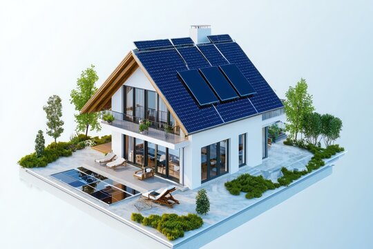 Innovative smart home program with educational resources and tutorials residential area digital architecture modern environment aerial view sustainability concept