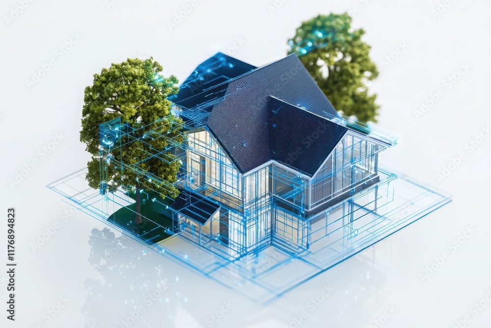 Poster smart home technology strategy focusing on data security and privacy modern architecture digital mod