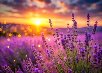 Lavender Sunset Bokeh: Purple Fields, Summer Bloom, Dreamy Photography