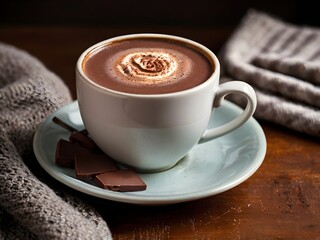 Obraz premium a cup of sweet hot chocolate in the winter