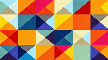 Fototapeta premium Abstract Geometric Pattern: Vibrant, dynamic, and colorful, this geometric abstract pattern features a grid of triangles in a kaleidoscope of hues.