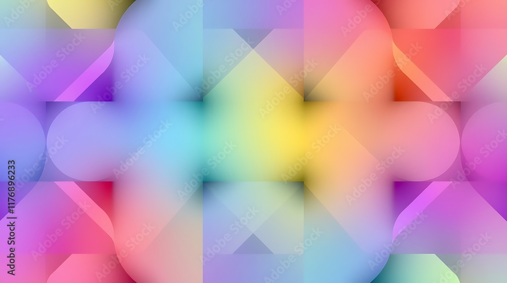 Poster abstract geometric rainbow pattern: a mesmerizing swirl of vibrant colors and geometric shapes creat