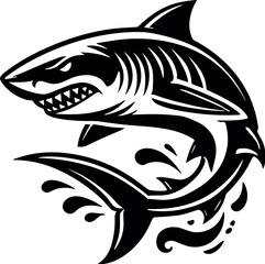 Tiger Shark vector black silhouette cricut design for T-shirt
