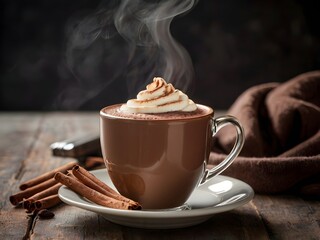a cup of sweet hot chocolate in the winter