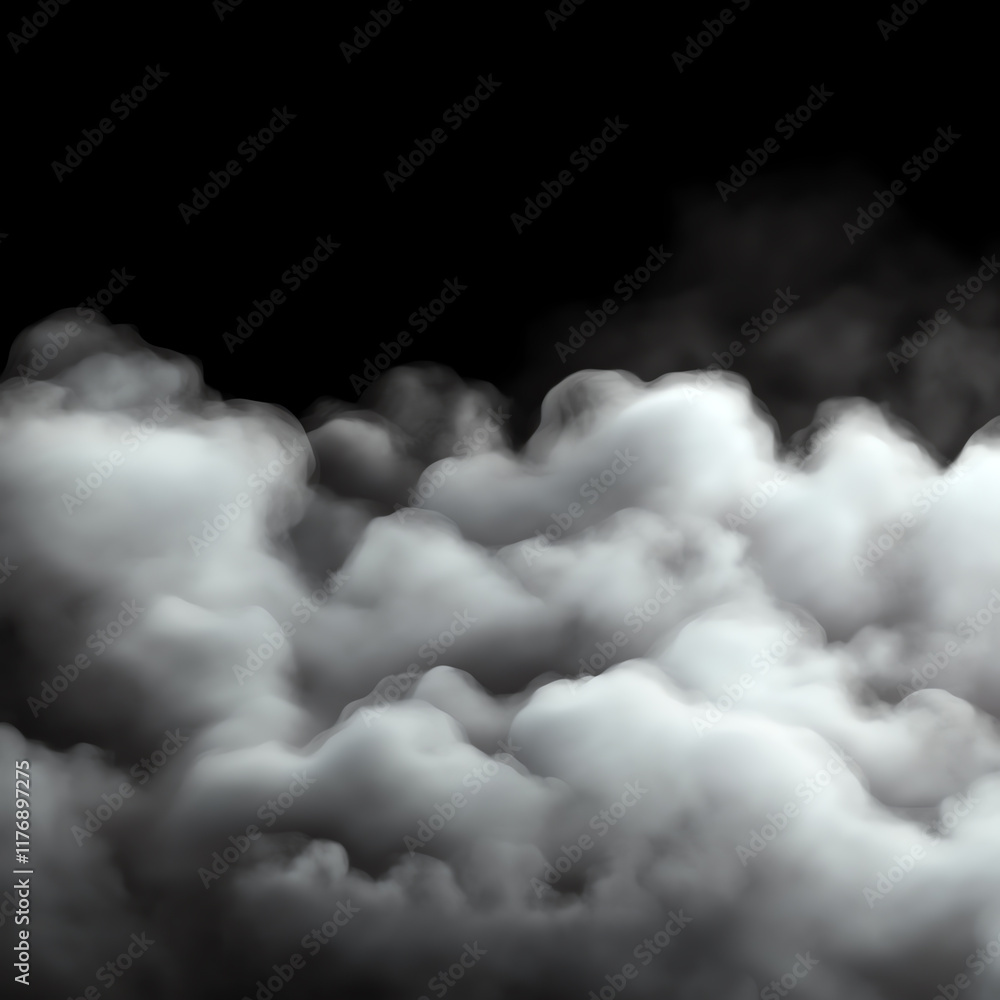 Poster a dramatic view of swirling clouds in shades of grey and white, creating an atmospheric backdrop for