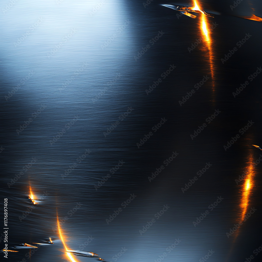 Poster a dynamic metallic surface reflecting light, showcasing swirls and scratches that create a sense of 