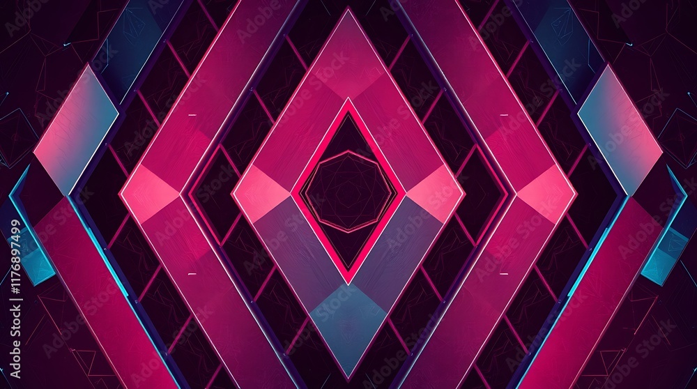 Aufkleber abstract geometric pattern: a captivating, geometric backdrop of overlapping rhombuses in a vivid co