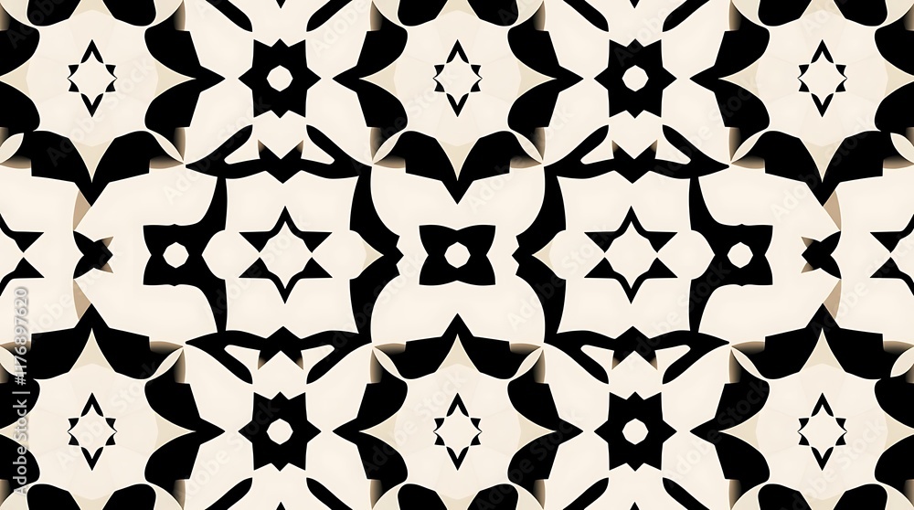 Aufkleber abstract geometric pattern: a captivating and intricate black and white geometric pattern, featuring