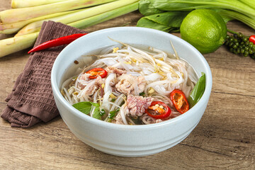 Vietnamese Pho Bo soup with beef