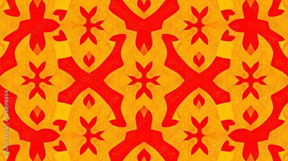 Poster red and yellow abstract geometric pattern seamless tileable background