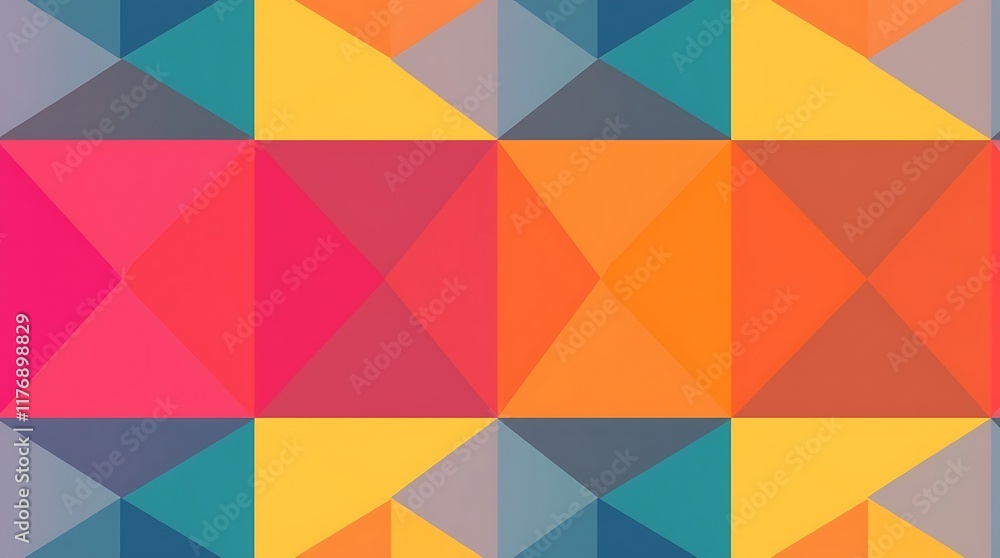 Poster vibrant geometric pattern: a captivating image featuring a seamless, colorful pattern of interlockin