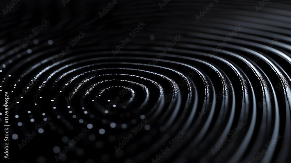 Aufkleber a mesmerizing abstract pattern featuring concentric lines and shimmering dots on a dark background, 