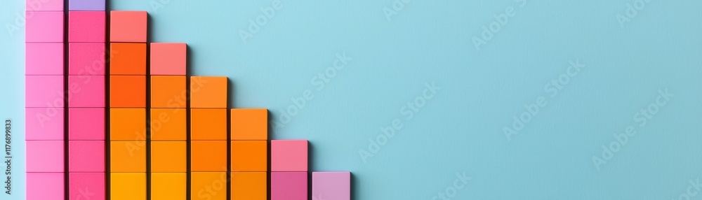 Poster tax value add concept. colorful blocks arranged in a gradient pattern on a blue background.