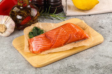 Piece of cut salmon fillet