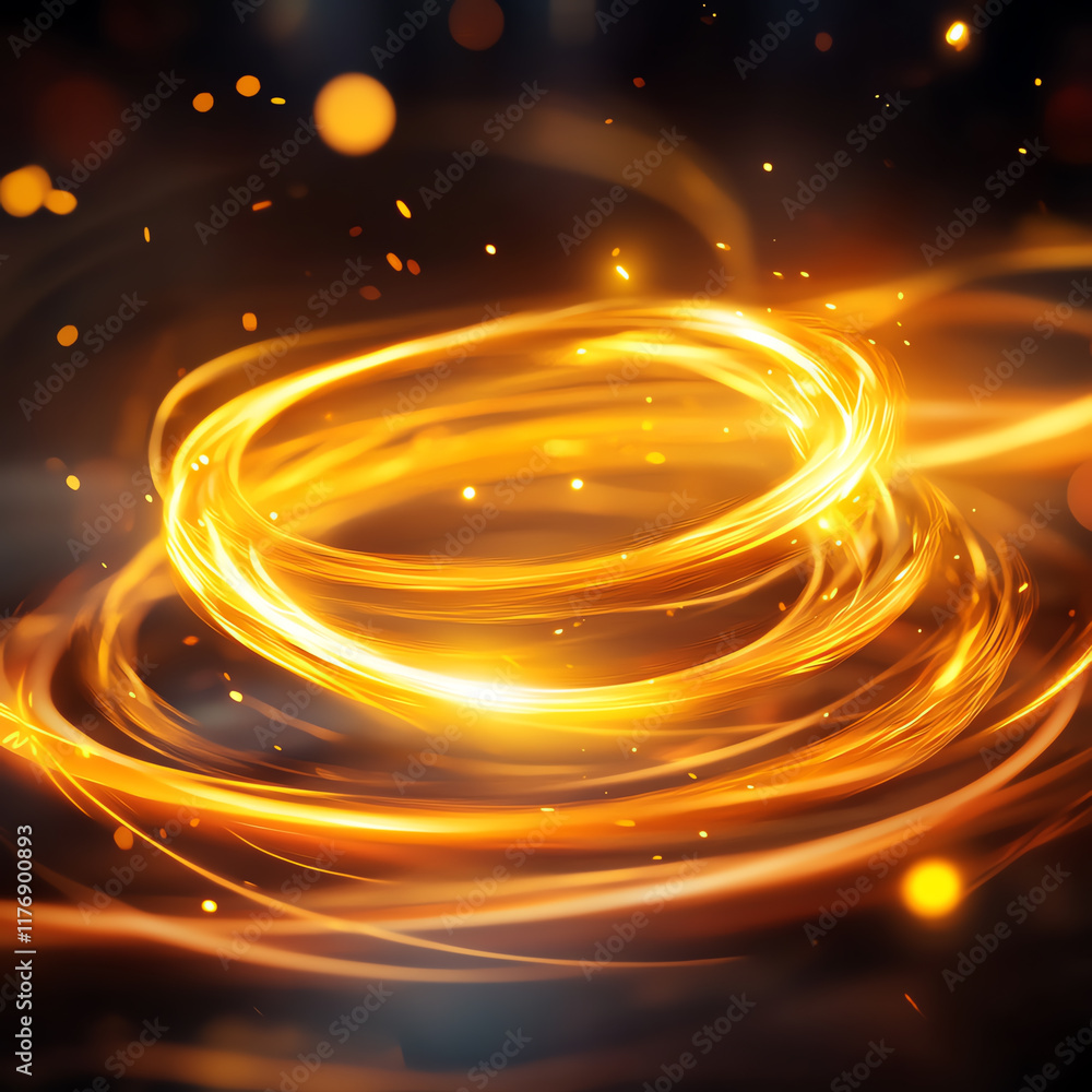 Poster a mesmerizing swirl of golden light and sparkles creates an enchanting visual effect, perfect for di