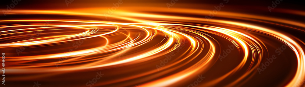Aufkleber a mesmerizing wave of golden light, creating a dynamic flow of energy and movement in a dark backgro