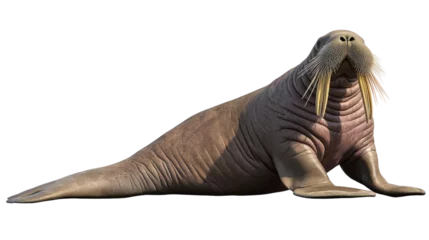 Walrus Portrait: A majestic walrus with impressive tusks, captured in a moment of calm contemplation. The image showcases the animal's unique features and powerful presence.