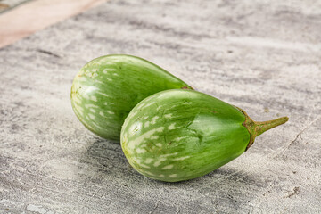 Ripe green mini eggplants heap