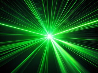 Glowing Green Laser Beams Abstract Background - Stock Photo