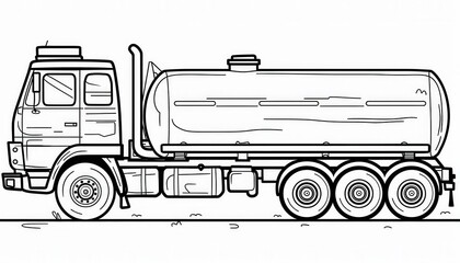 A simple tank truck coloring page for kids. Perfect for preschool and kindergarten activities or transportation-themed projects.