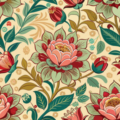 Seamless Vintage Floral Pattern - Elegant Decorative Flower Design