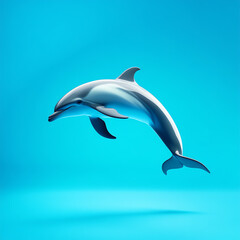 Obraz premium A playful dolphin leaps gracefully in vibrant blue waters, showcasing its agility and intelligence in marine environments.