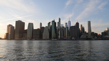 Obraz premium Manhattan skyline, New York City, NYC, horizon, gratte-ciel, architecture, ville, urbain, métropole, États-Unis, Amérique, Big Apple, Empire State Building, One World Trade Center, Freedom Tower, Chry