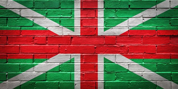 Basque Country flag ikurrina graffiti tag in vibrant pop art style, Basque, Country, flag, ikurrina, Euskadi, graffiti, tag