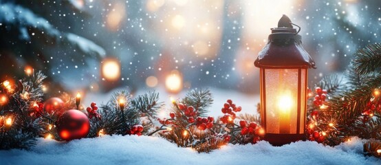Winter Wonderland: A Christmas Lantern's Glow