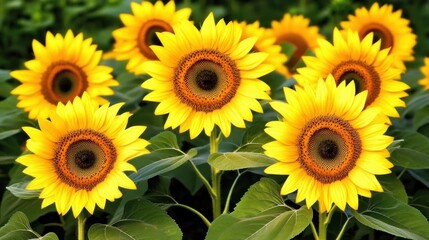 Fototapeta premium A vibrant display of sunflowers in full bloom.