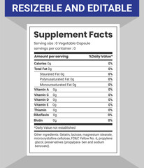 FDA Nutrition Supplement Facts Labeling Labels Dietary supplement containing dietary ingredient with and without RDIs and DRVs nutrition facts template