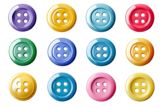 Colorful collection of buttons arranged in a grid pattern showcasing various shades and styles for crafting projects