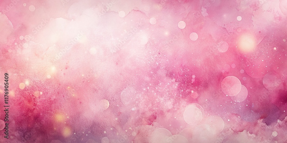 Poster grunge pink watercolor abstract background with bokeh, copy space for text and design